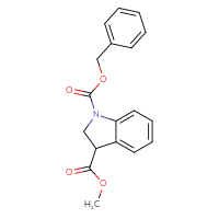 Chemical structure of 1-benzyl 3-methyl 2,3-dihydro-1H-indole-1,3-dicarboxylate - CSSB00000071623