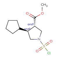 Chemical structure of rac-methyl (3R,4R)-1-(chlorosulfonyl)-4-cyclopentylpyrrolidine-3-carboxylate - CSSB21291564392