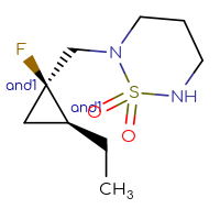 Chemical structure of rac-2-{[(1R,2S)-2-ethyl-1-fluorocyclopropyl]methyl}-1λ⁶,2,6-thiadiazinane-1,1-dione - CSMB20980667198