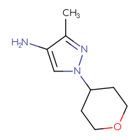 Chemical structure of 3-methyl-1-(oxan-4-yl)-1H-pyrazol-4-amine - CSSB00010371476