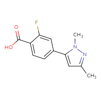 Chemical structure of 4-(1,3-dimethyl-1H-pyrazol-5-yl)-2-fluorobenzoic acid - CSSB00021718661