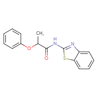 Chemical structure of N-(1,3-benzothiazol-2-yl)-2-phenoxypropanamide - CSSB00104380021