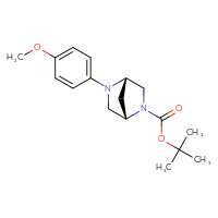 Chemical structure of tert-butyl (1S,4S)-5-(4-methoxyphenyl)-2,5-diazabicyclo[2.2.1]heptane-2-carboxylate - CSSB03537870663