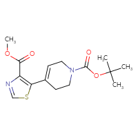 Chemical structure of tert-butyl 4-[4-(methoxycarbonyl)-1,3-thiazol-5-yl]-1,2,3,6-tetrahydropyridine-1-carboxylate - CSSB06584411886
