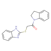 Chemical structure of 2-(1H-1,3-benzodiazol-2-ylsulfanyl)-1-(2,3-dihydro-1H-indol-1-yl)ethan-1-one - CSSB00026092279