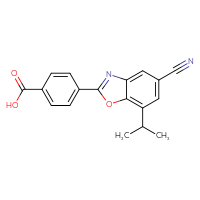 Chemical structure of 4-[5-cyano-7-(propan-2-yl)-1,3-benzoxazol-2-yl]benzoic acid - CSSB00020587051