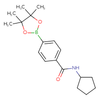 Chemical structure of N-cyclopentyl-4-(4,4,5,5-tetramethyl-1,3,2-dioxaborolan-2-yl)benzamide - CSSB00020613796