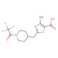 Chemical structure of 4-methyl-2-{[1-(2,2,2-trifluoroacetyl)piperidin-4-yl]methyl}-1,3-thiazole-5-carboxylic acid - CSSB03496568387