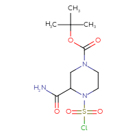 Chemical structure of tert-butyl 3-carbamoyl-4-(chlorosulfonyl)piperazine-1-carboxylate - CSSB14968819188