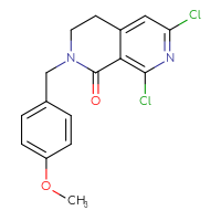 Chemical structure of 6,8-dichloro-2-[(4-methoxyphenyl)methyl]-1,2,3,4-tetrahydro-2,7-naphthyridin-1-one - CSSB02495338720