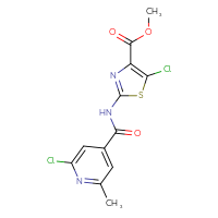 Chemical structure of methyl 5-chloro-2-(2-chloro-6-methylpyridine-4-amido)-1,3-thiazole-4-carboxylate - CSSB21531606848