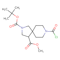 Chemical structure of 2-tert-butyl 4-methyl 8-(carbonochloridoyl)-2,8-diazaspiro[4.5]decane-2,4-dicarboxylate - CSSB21224761488