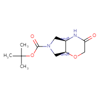 Chemical structure of rac-tert-butyl (4aR,7aS)-3-oxo-octahydropyrrolo[3,4-b][1,4]oxazine-6-carboxylate - CSSB21285254335