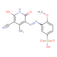 Chemical structure of 3-[2-(5-cyano-6-hydroxy-4-methyl-2-oxo-1,2-dihydropyridin-3-yl)diazen-1-yl]-4-methoxybenzene-1-sulfonic acid - CSSB06741690944