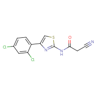Chemical structure of 2-cyano-N-[4-(2,4-dichlorophenyl)-1,3-thiazol-2-yl]acetamide - CSSB00000683910