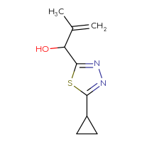 Chemical structure of 1-(5-cyclopropyl-1,3,4-thiadiazol-2-yl)-2-methylprop-2-en-1-ol - CSSB20647526025