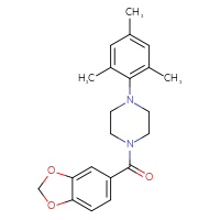 Chemical structure of 1-(2H-1,3-benzodioxole-5-carbonyl)-4-(2,4,6-trimethylphenyl)piperazine - CSSB00026555333