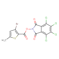 Chemical structure of 4,5,6,7-tetrachloro-1,3-dioxo-2,3-dihydro-1H-isoindol-2-yl 3-bromo-5-methylthiophene-2-carboxylate - CSSB20270035175