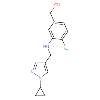 Chemical structure of (4-chloro-3-{[(1-cyclopropyl-1H-pyrazol-4-yl)methyl]amino}phenyl)methanol - CSSB11400906793