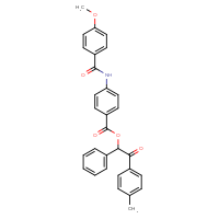 Chemical structure of 2-(4-methylphenyl)-2-oxo-1-phenylethyl 4-(4-methoxybenzamido)benzoate - CSSB00121688739