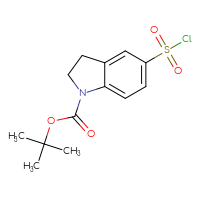 Chemical structure of tert-butyl 5-(chlorosulfonyl)-2,3-dihydro-1H-indole-1-carboxylate - CSSB00020977160