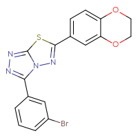 Chemical structure of 3-(3-bromophenyl)-6-(2,3-dihydro-1,4-benzodioxin-6-yl)-[1,2,4]triazolo[3,4-b][1,3,4]thiadiazole - CSSB00121616773