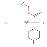 Chemical structure of ethyl 2-methyl-2-(piperidin-4-yl)propanoate hydrochloride - CSSB00000729501