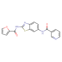 Chemical structure of N-[2-(furan-2-amido)-1,3-benzothiazol-6-yl]pyridine-3-carboxamide - CSSB00121599078