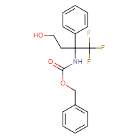 Chemical structure of benzyl N-(1,1,1-trifluoro-4-hydroxy-2-phenylbutan-2-yl)carbamate - CSSB03496570259