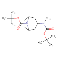 Chemical structure of tert-butyl 3-{[(tert-butoxy)carbonyl](methyl)amino}-8-azabicyclo[3.2.1]octane-8-carboxylate - CSSB00113619187
