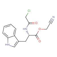 Chemical structure of cyanomethyl (2S)-2-(2-chloroacetamido)-3-(1H-indol-3-yl)propanoate - CSSB21103253293