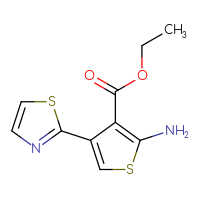 Chemical structure of ethyl 2-amino-4-(1,3-thiazol-2-yl)thiophene-3-carboxylate - CSSB00005922381