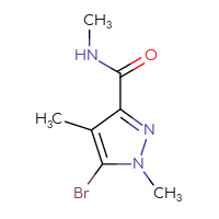 Chemical structure of 5-bromo-N,1,4-trimethyl-1H-pyrazole-3-carboxamide - CSSB00153612366