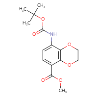 Chemical structure of methyl 8-{[(tert-butoxy)carbonyl]amino}-2,3-dihydro-1,4-benzodioxine-5-carboxylate - CSSB14800256242