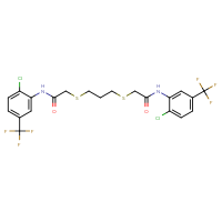 Chemical structure of N-[2-chloro-5-(trifluoromethyl)phenyl]-2-({3-[({[2-chloro-5-(trifluoromethyl)phenyl]carbamoyl}methyl)sulfanyl]propyl}sulfanyl)acetamide - CSSB00138413104