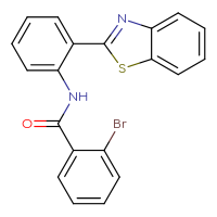 Chemical structure of N-[2-(1,3-benzothiazol-2-yl)phenyl]-2-bromobenzamide - CSSB00046130809