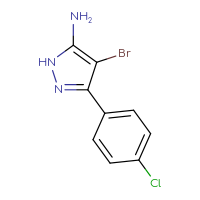 Chemical structure of 4-bromo-3-(4-chlorophenyl)-1H-pyrazol-5-amine - CSSB00009994629
