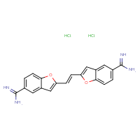 Chemical structure of 2-[(1E)-2-(5-carbamimidoyl-1-benzofuran-2-yl)ethenyl]-1-benzofuran-5-carboximidamide dihydrochloride - CSSB00025762123