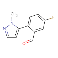 Chemical structure of 5-fluoro-2-(1-methyl-1H-pyrazol-5-yl)benzaldehyde - CSSB00014365499