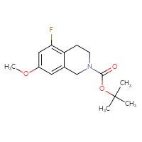 Chemical structure of tert-butyl 5-fluoro-7-methoxy-1,2,3,4-tetrahydroisoquinoline-2-carboxylate - CSSB06626753061