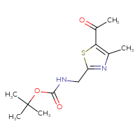 Chemical structure of tert-butyl N-[(5-acetyl-4-methyl-1,3-thiazol-2-yl)methyl]carbamate - CSSB00102671662