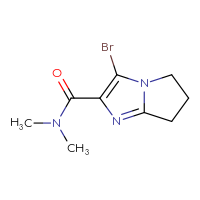 Chemical structure of 3-bromo-N,N-dimethyl-5H,6H,7H-pyrrolo[1,2-a]imidazole-2-carboxamide - CSSB01432920661