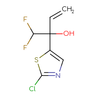Chemical structure of 2-(2-chloro-1,3-thiazol-5-yl)-1,1-difluorobut-3-en-2-ol - CSSB21246282502