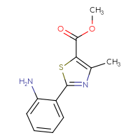 Chemical structure of methyl 2-(2-aminophenyl)-4-methyl-1,3-thiazole-5-carboxylate - CSSB00103399466