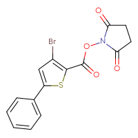 Chemical structure of 2,5-dioxopyrrolidin-1-yl 3-bromo-5-phenylthiophene-2-carboxylate - CSSB20270178994