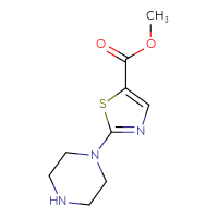 Chemical structure of methyl 2-(piperazin-1-yl)-1,3-thiazole-5-carboxylate - CSSB00009888868