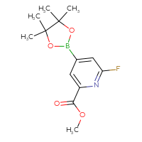 Chemical structure of methyl 6-fluoro-4-(4,4,5,5-tetramethyl-1,3,2-dioxaborolan-2-yl)pyridine-2-carboxylate - CSSB00010036482