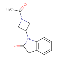 Chemical structure of 1-(1-acetylazetidin-3-yl)-2,3-dihydro-1H-indol-2-one - CSSB21291564866