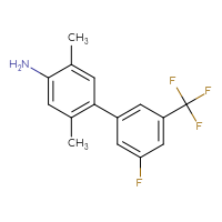 Chemical structure of 3'-fluoro-2,5-dimethyl-5'-(trifluoromethyl)-[1,1'-biphenyl]-4-amine - CSSB06590090037