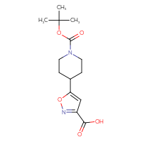Chemical structure of 5-{1-[(tert-butoxy)carbonyl]piperidin-4-yl}-1,2-oxazole-3-carboxylic acid - CSSB00135122874